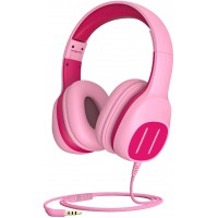 KVIDIO Kids Headphones with Mic, Foldable Wired Child Headphones with Safe Volume Limited 85dB/94dB and HD Sound Sharing Fundtion, Durable Pink Headsets for Girls,iPad,PC,Cellphone,Online Class 