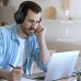 Bluetooth Headphones Over Ear,KVIDIO 55 Hours Playtime Wireless Headphones with Microphone,Foldable Lightweight Headset with Deep Bass,HiFi Stereo Sound for Travel Work Laptop PC Cellphone (Blue)