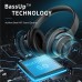Bluetooth Headphones Over Ear,KVIDIO 55 Hours Playtime Wireless Headphones with Microphone,Foldable Lightweight Headset with Deep Bass,HiFi Stereo Sound for Travel Work Laptop PC Cellphone (Blue)