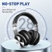 Tapela E7 Pro Wireless Active Noise Cancelling Headphones, Over Ear Bluetooth Headphones with Microphone/Deep Bass, Comfortable Protein Ear Cups, 28H Playtime for Travel, Home Office - Titanium Black