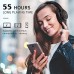 Bluetooth Headphones Over Ear,KVIDIO 55 Hours Playtime Wireless Headphones with Microphone,Foldable Lightweight Headset with Deep Bass,HiFi Stereo Sound for Travel Work Laptop PC Cellphone (Blue)
